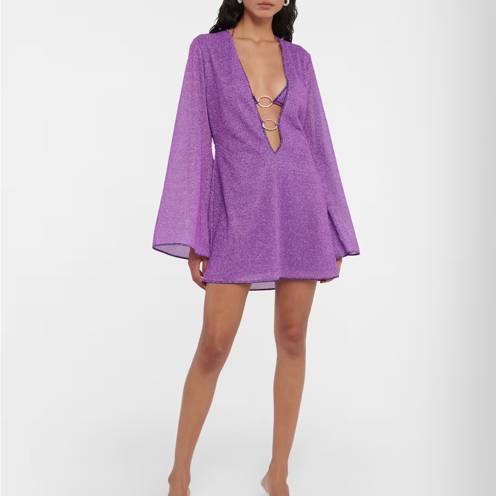 SOLD Oseree Lumiere Purple sparkly Minidress / beach cover up. Size small